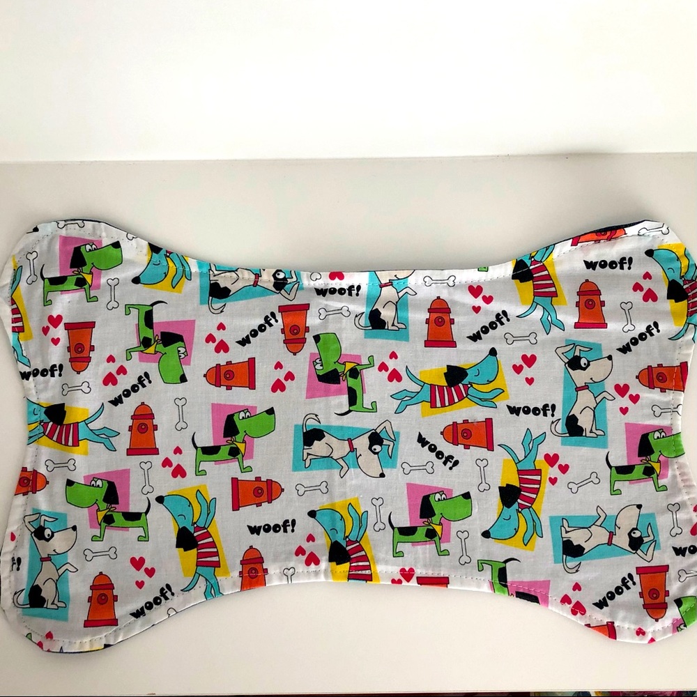 *3/$30 New Puppy Placemat Dog Cat Reversible Denim Cartoon Handmade Pet Kitten